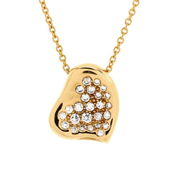 Tiffany & Co. Elsa Peretti Full Heart Necklace 18K Yellow Gold with Pave Diamond - Picture 1 of 3